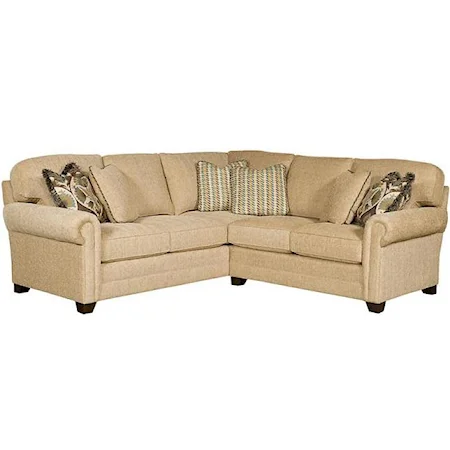 Transitional Sectional with Rolled Sock Arms and Tapered Block Feet